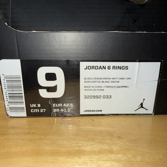 Jordan 6 Ring Men’s Size 9 Shoes 322992-033 DS OG ALL. Venom Green New Size main image 10